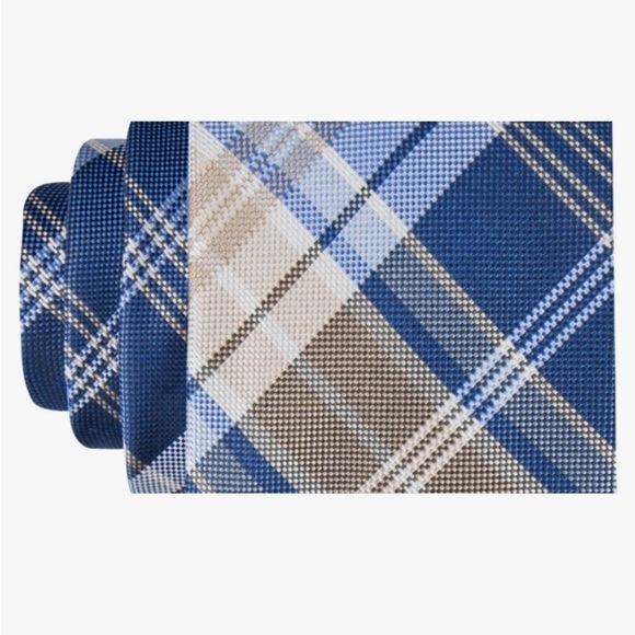 Tommy Hilfiger Men's Boston Classic Plaid Tie Blue Size Regular - Picture 2 of 7